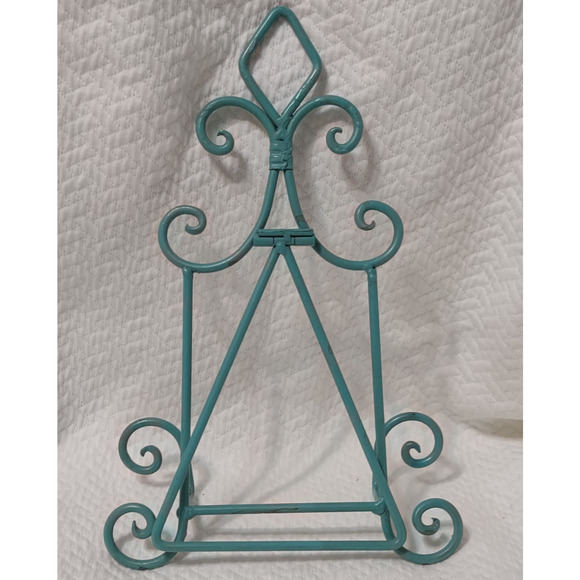 Vintage decorative Teal Blue Metal Easel Stand - Picture 1 of 4